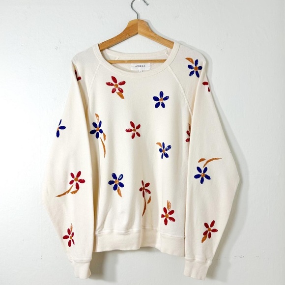 The Great college sweatshirt in washed white with western floral. Size 2 /M - Picture 3 of 11